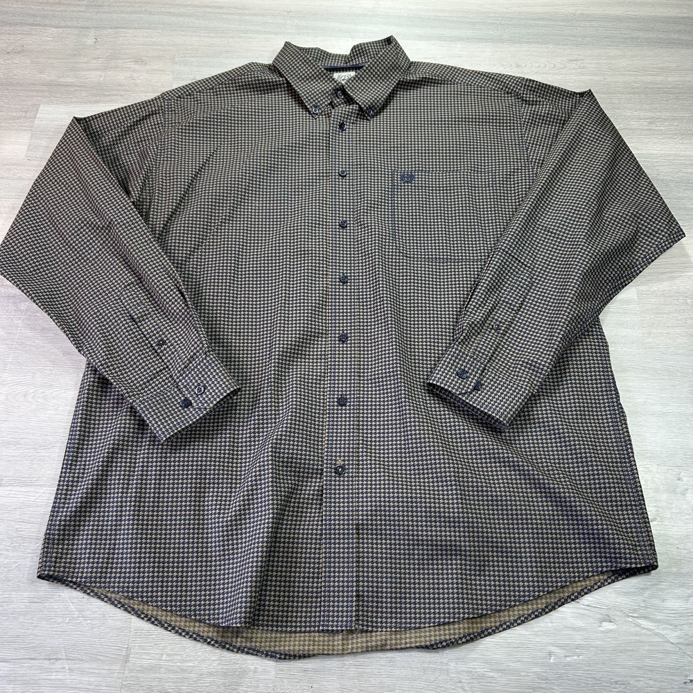 Cinch Shirt Mens XL Blue Check Long Sleeve Button Down Cotton Western Casual
